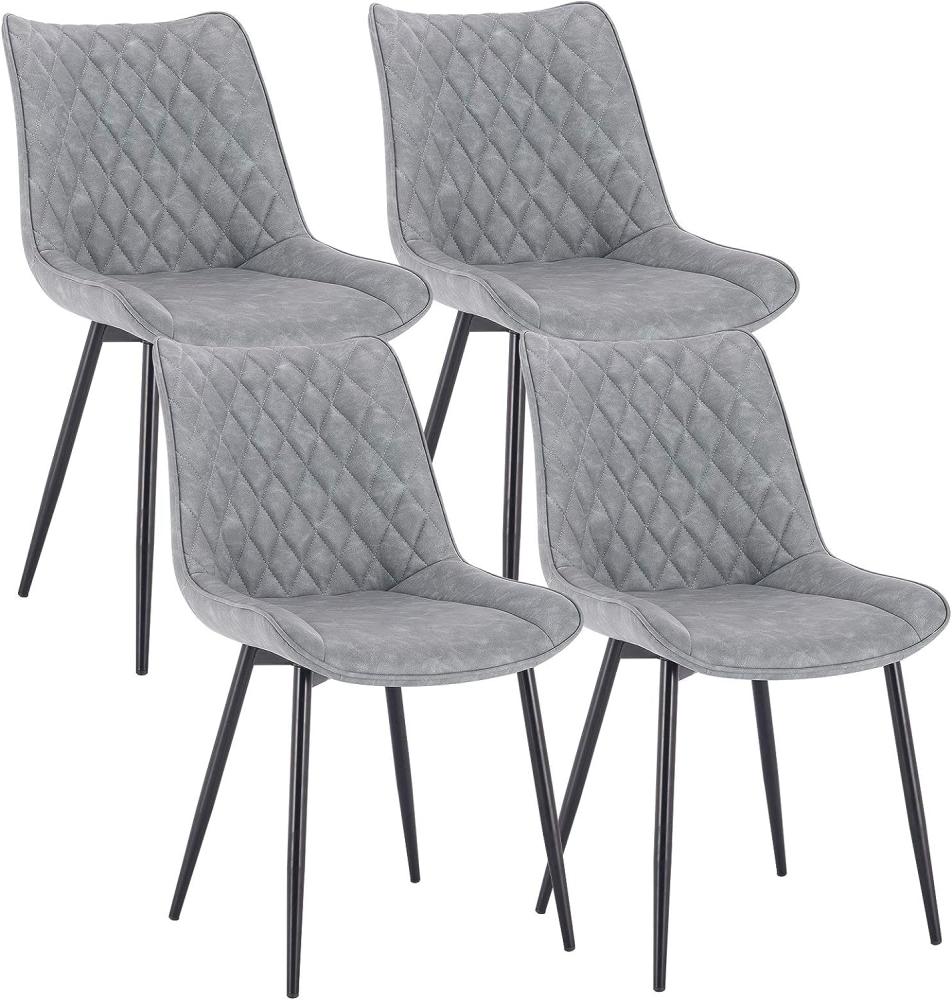 WOLTU 4 x Esszimmerstühle 4er Set Esszimmerstuhl Küchenstuhl Polsterstuhl Design Stuhl mit Rückenlehne, mit Sitzfläche aus Kunstleder, Gestell aus Metall, Antiklederoptik, Grau, BH210gr-4 Bild 1