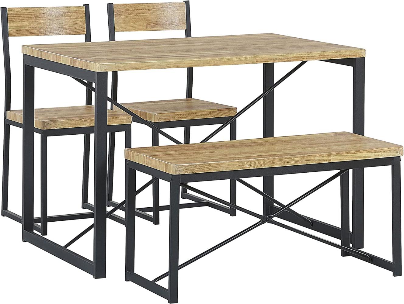 Essgruppe heller Holzfarbton / schwarz 4-Sitzer 110 x 70 cm 2 Stühle und Bank FLIXTON Bild 1