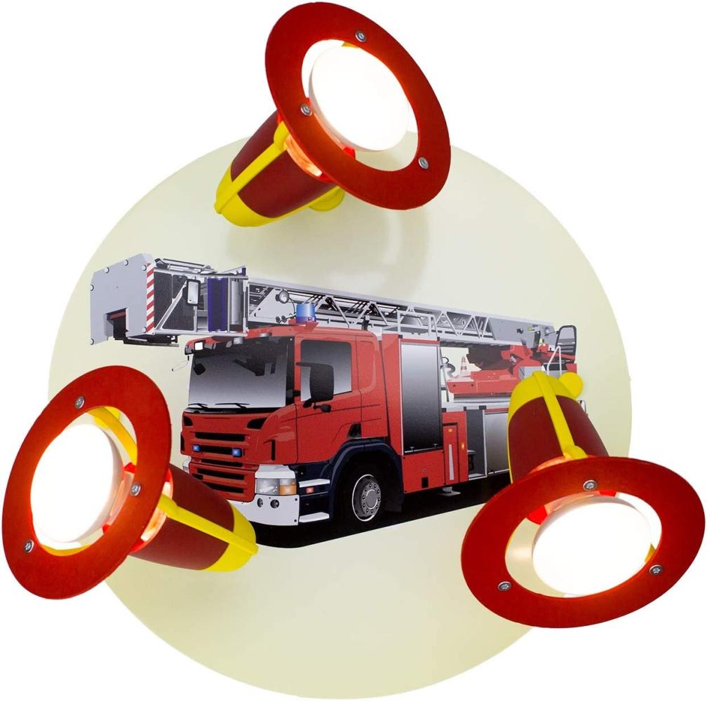 Elobra No. 127346 Deckenleuchte Rondell Feuerwehrauto 3-flammig, Rot, Gelb Bild 1