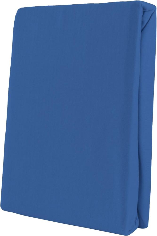 Leonado Vicent - Classic Spannbettlaken Bettlaken 100% Baumwolle Jersey Spannbetttuch in vielen Farben & Größen, Maße Spannbettlaken:200 x 200 cm - 200 x 220 cm, Farbe Spannbettlaken:Blau Bild 1