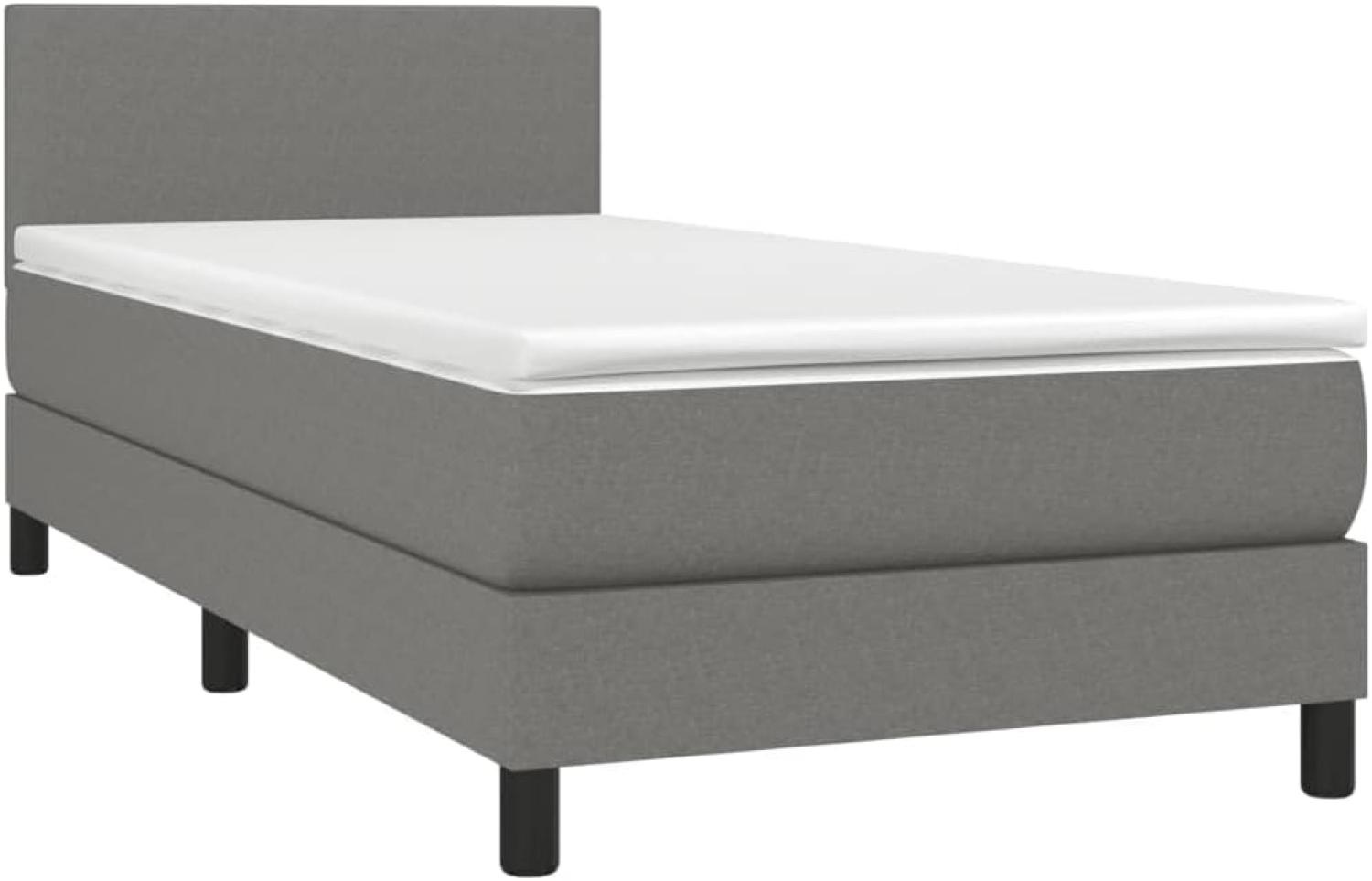 vidaXL Boxspringbett mit Matratze Dunkelgrau 80x200 cm Stoff, Härtegrad: H2 [3139850] Bild 1