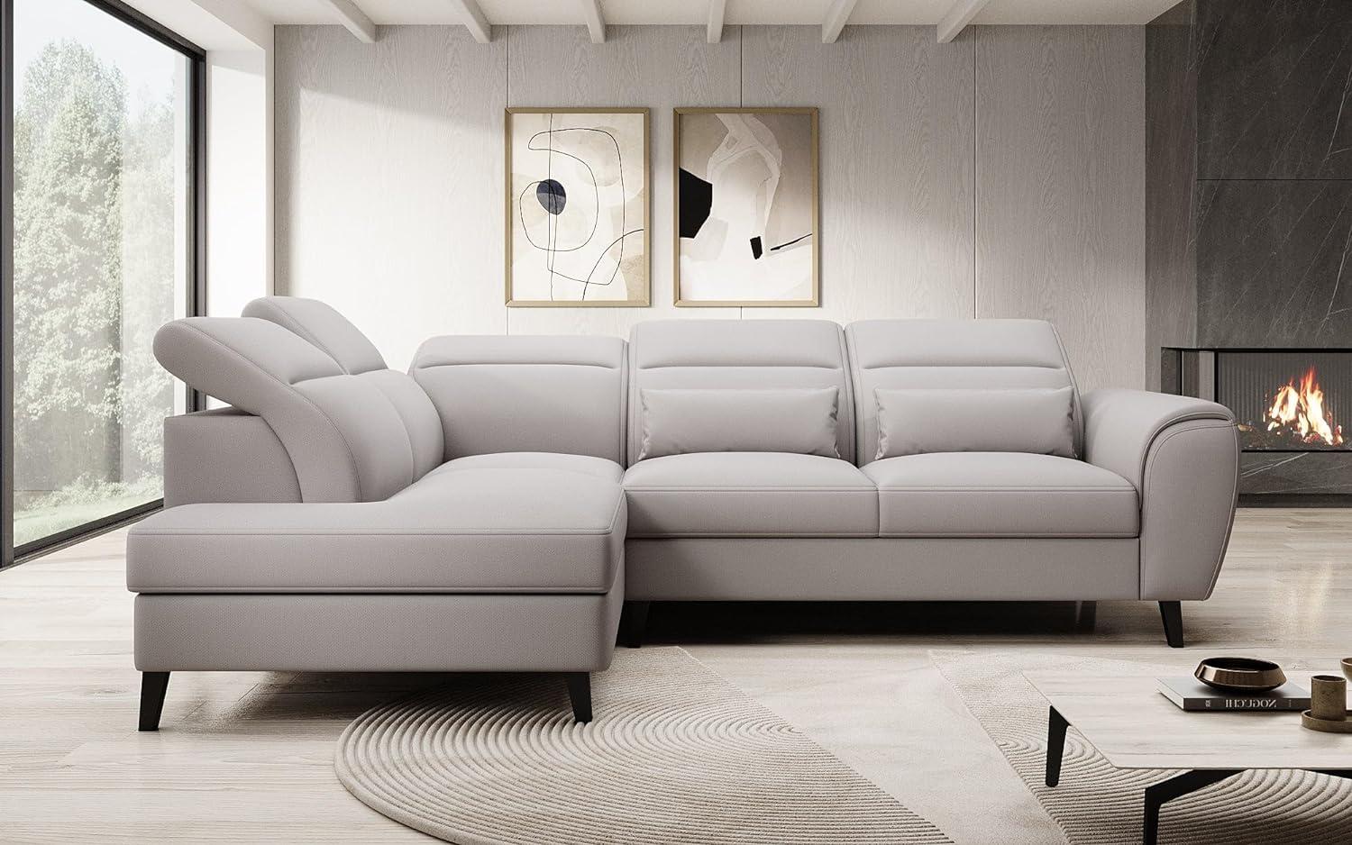 Designer Sofa Nobile mit verstellbarer Rückenlehne Stoff Beige Links Bild 1