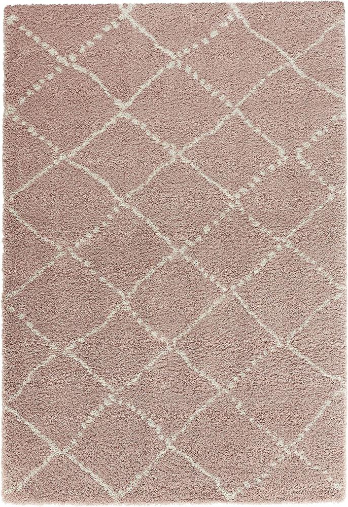 Hochflor Teppich Hash rosa creme - 120x170x3,5cm Bild 1