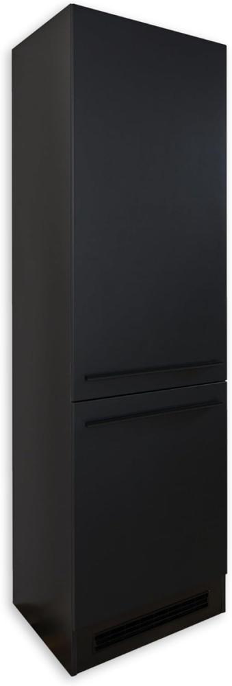 Stella Trading Jazz 8 Moderner Einbauschrank für Kühlschrank in Schwarz matt - Geräumiger Hochschrank Küchenschrank mit viel Stauraum - 60 x 211 x 57 cm (B/H/T) Bild 1