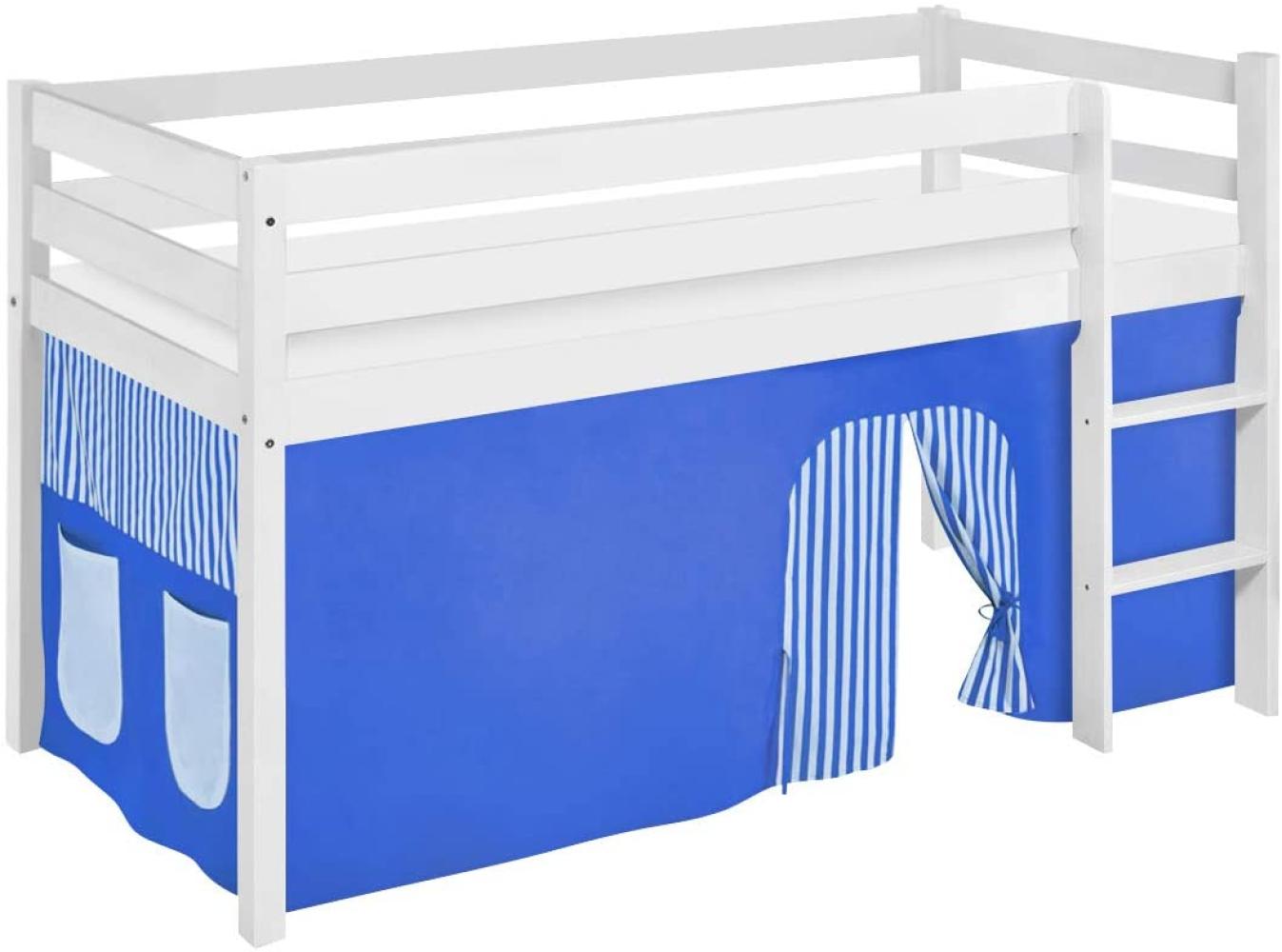 Lilokids 'Jelle' Spielbett 90 x 190 cm, Blau, Kiefer massiv, mit Vorhang Bild 1
