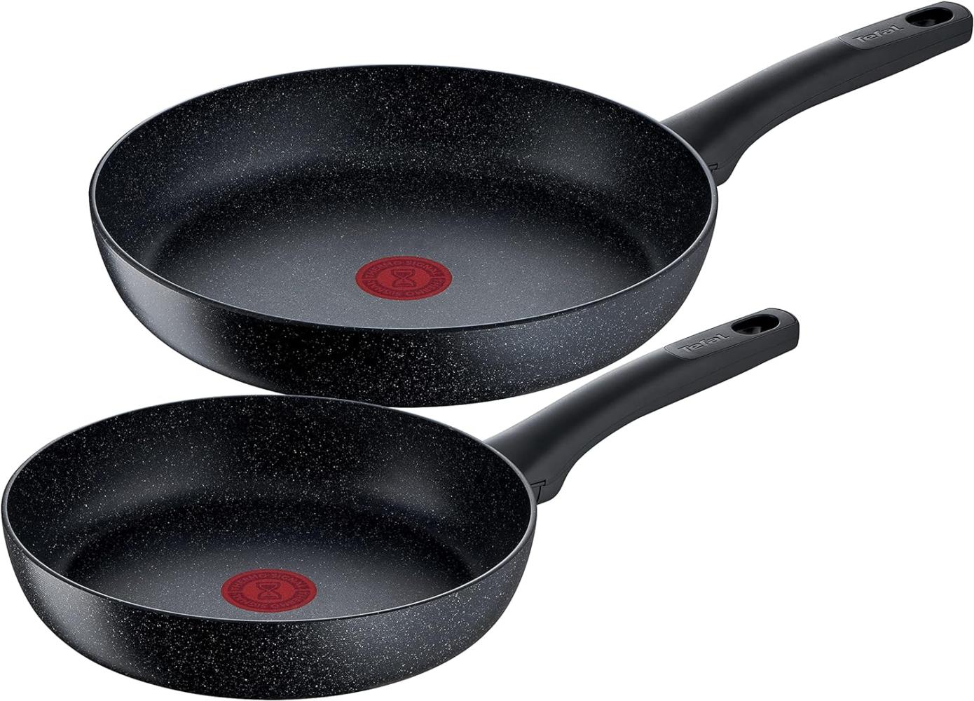 Tefal G28191 Black Stone 2-piece pan set, 24/28 cm, Non-stick coating, Thermo signal temperature indicator, suitable for induction, black Bild 1