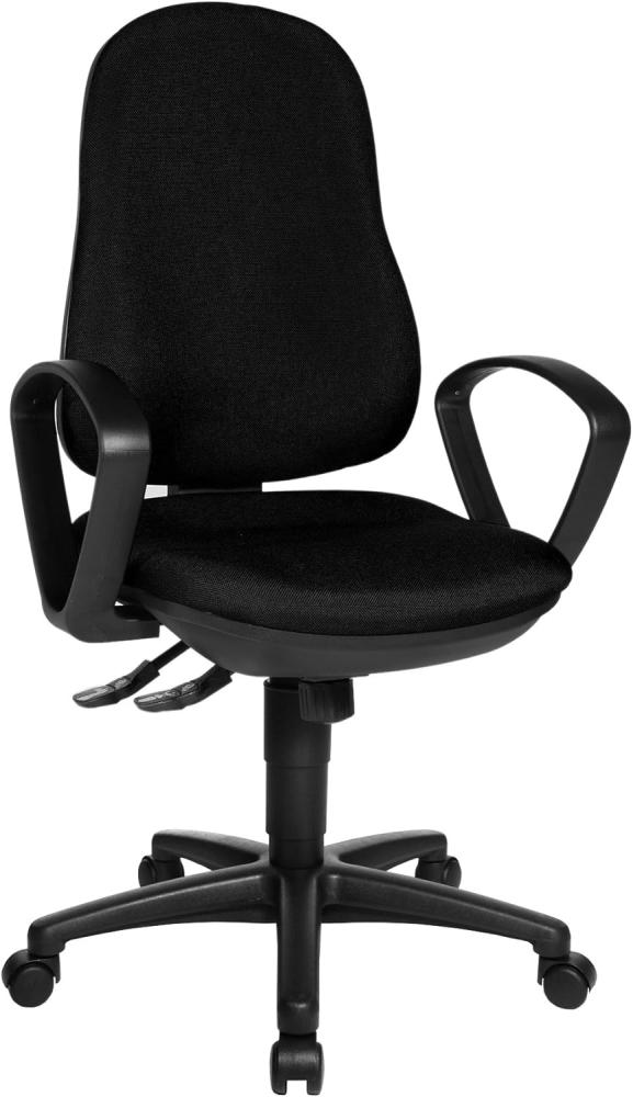 Topstar Support SY Bürostuhl, Schreibtischstuhl, inkl. Armlehnen B2(B), Bezugsstoff schwarz, 55 x 58 x 113 cm Bild 1