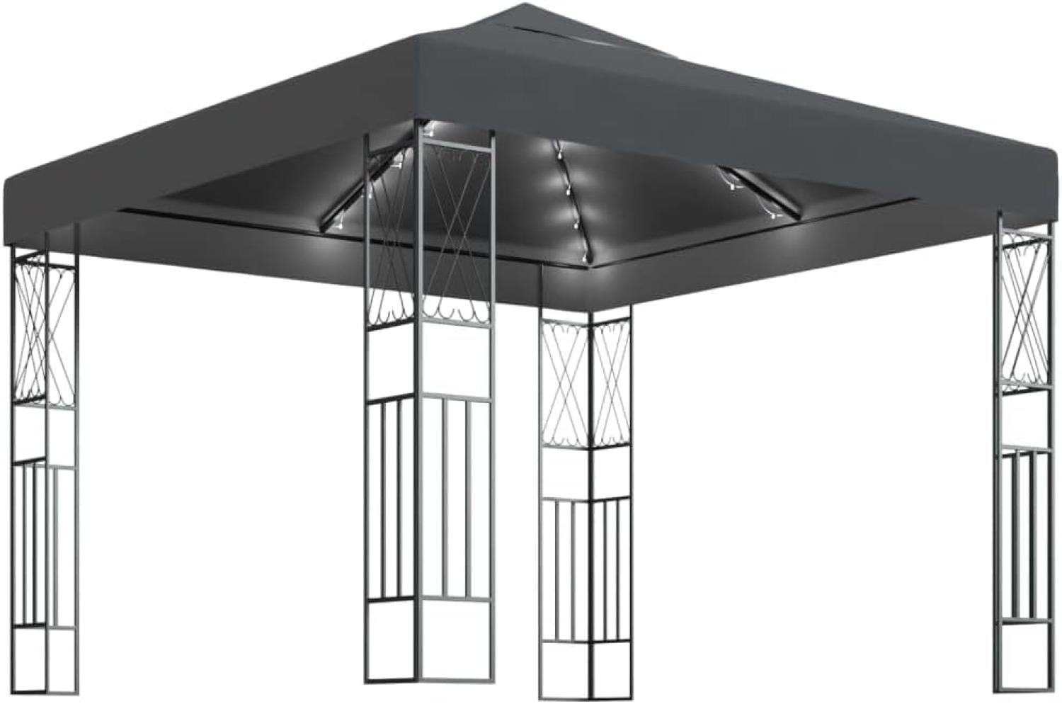 vidaXL Pavillon mit LED-Lichterkette 3x3 m Anthrazit Stoff Bild 1
