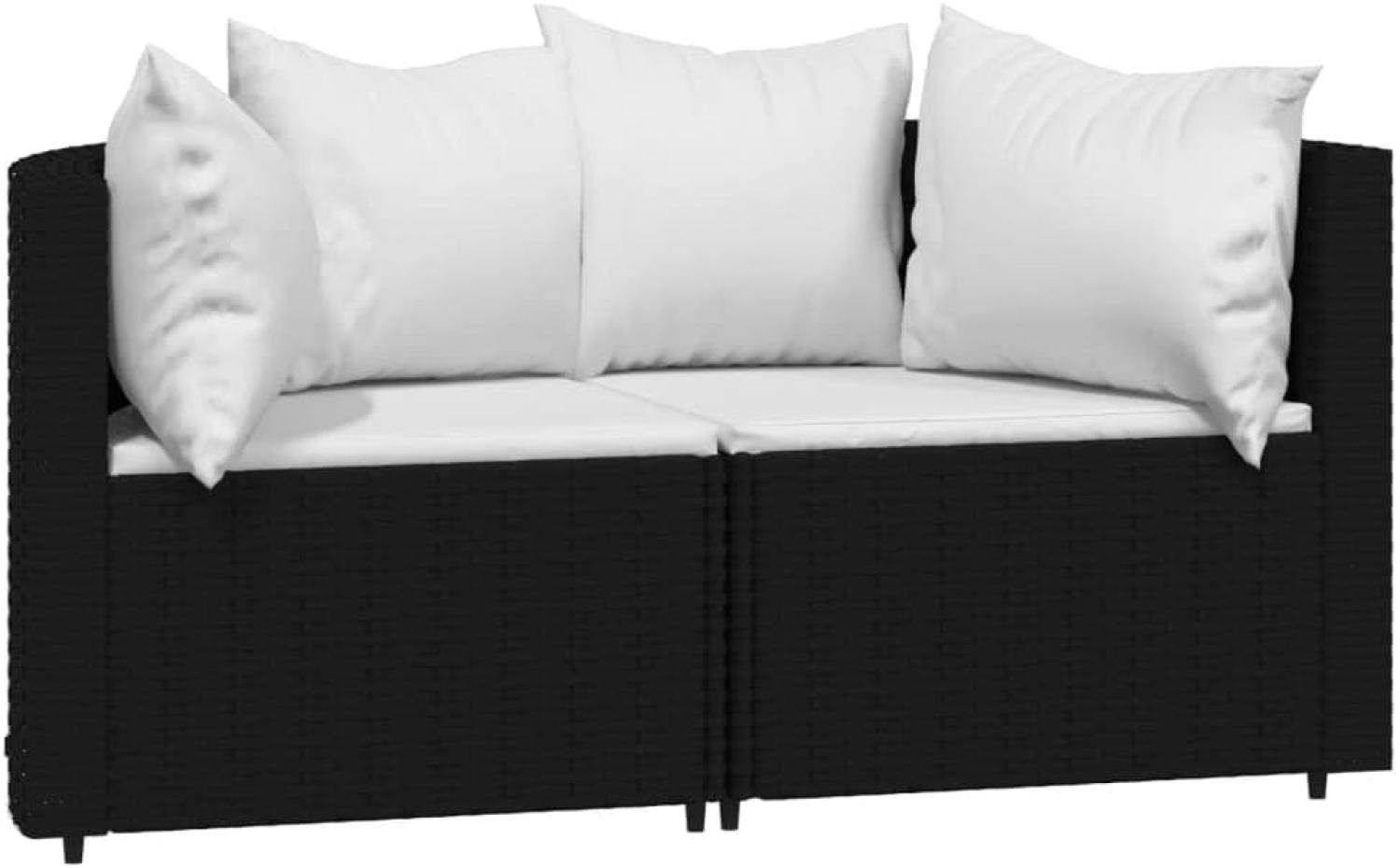 vidaXL Garten-Ecksofas mit Kissen 2 Stk. Schwarz Poly Rattan Bild 1