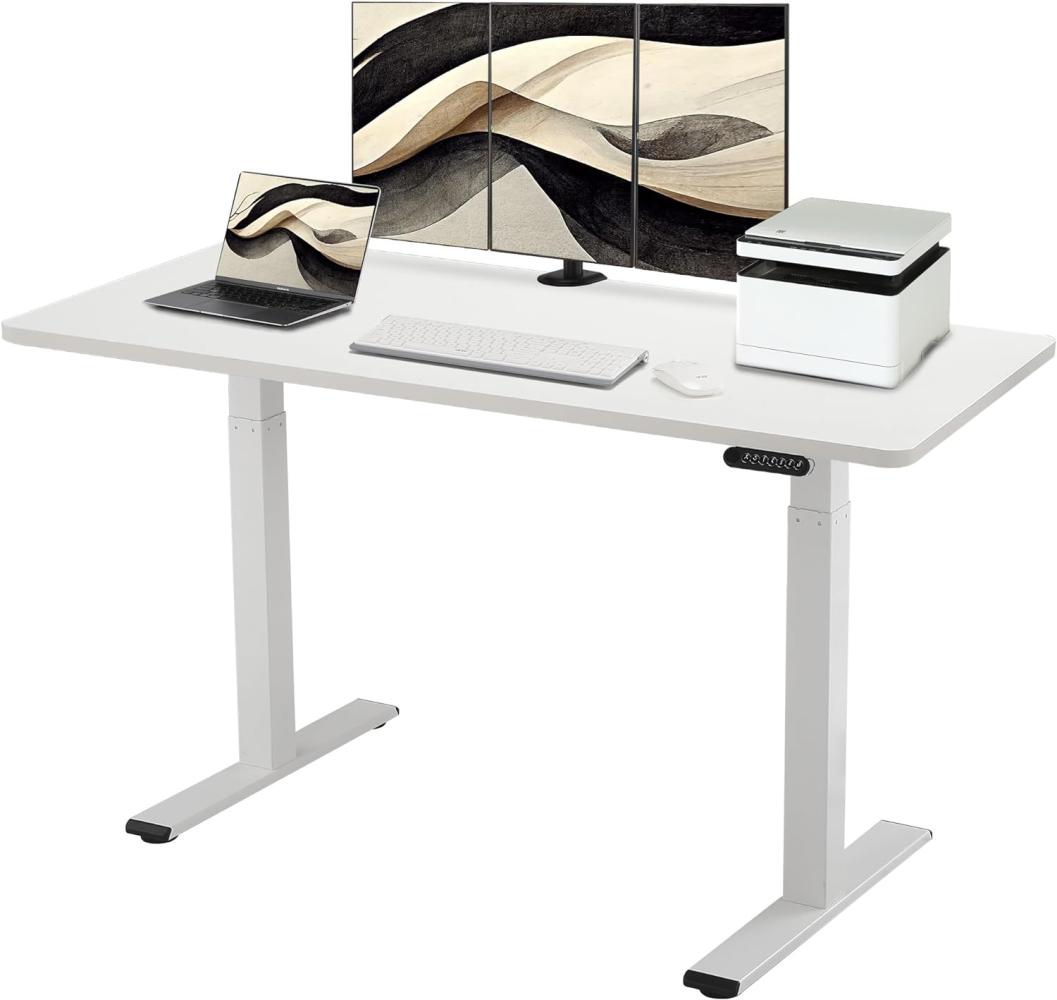 E.For.U® höhenverstellbarer Schreibtisch 180x80 cm, 2 Motoren, elektrisch höhenverstellbares Tischgestell mit 2-Fach-Teleskop, Memory-Steuerung (Weiß), DT20L mit Tischplatte (Weiß) Bild 1