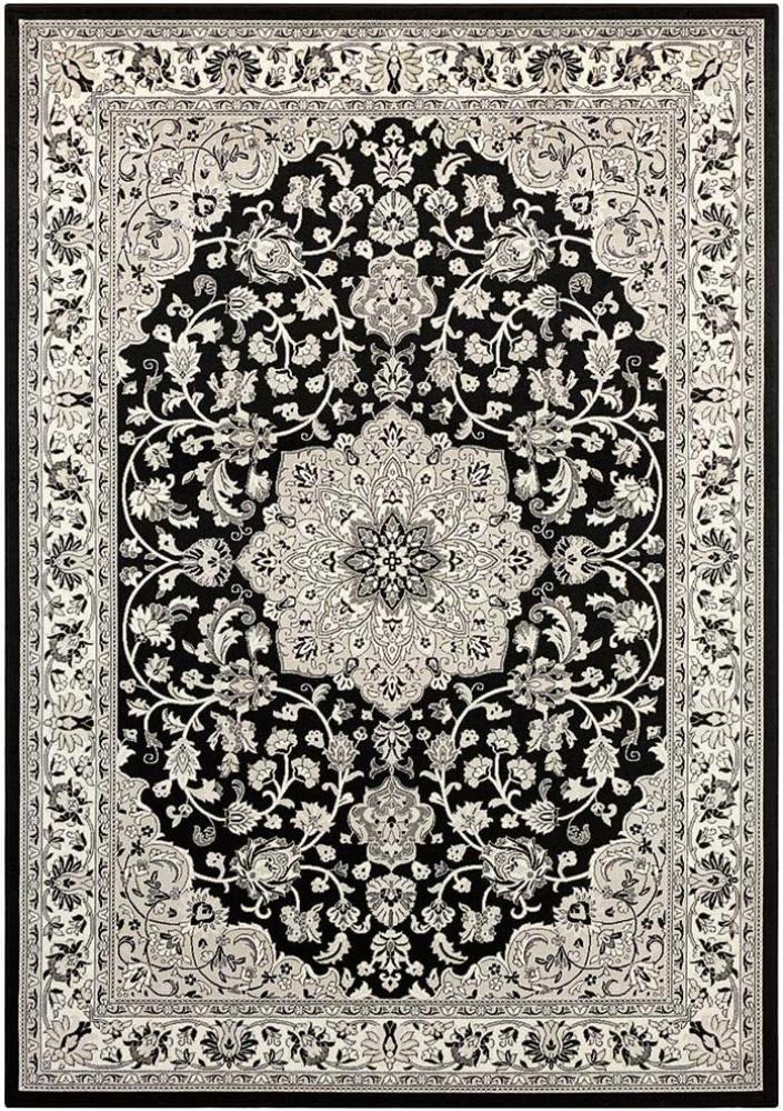 Orientalischer Samt Teppich Keshan - 160x230x0,3cm - schwarz, grau Bild 1