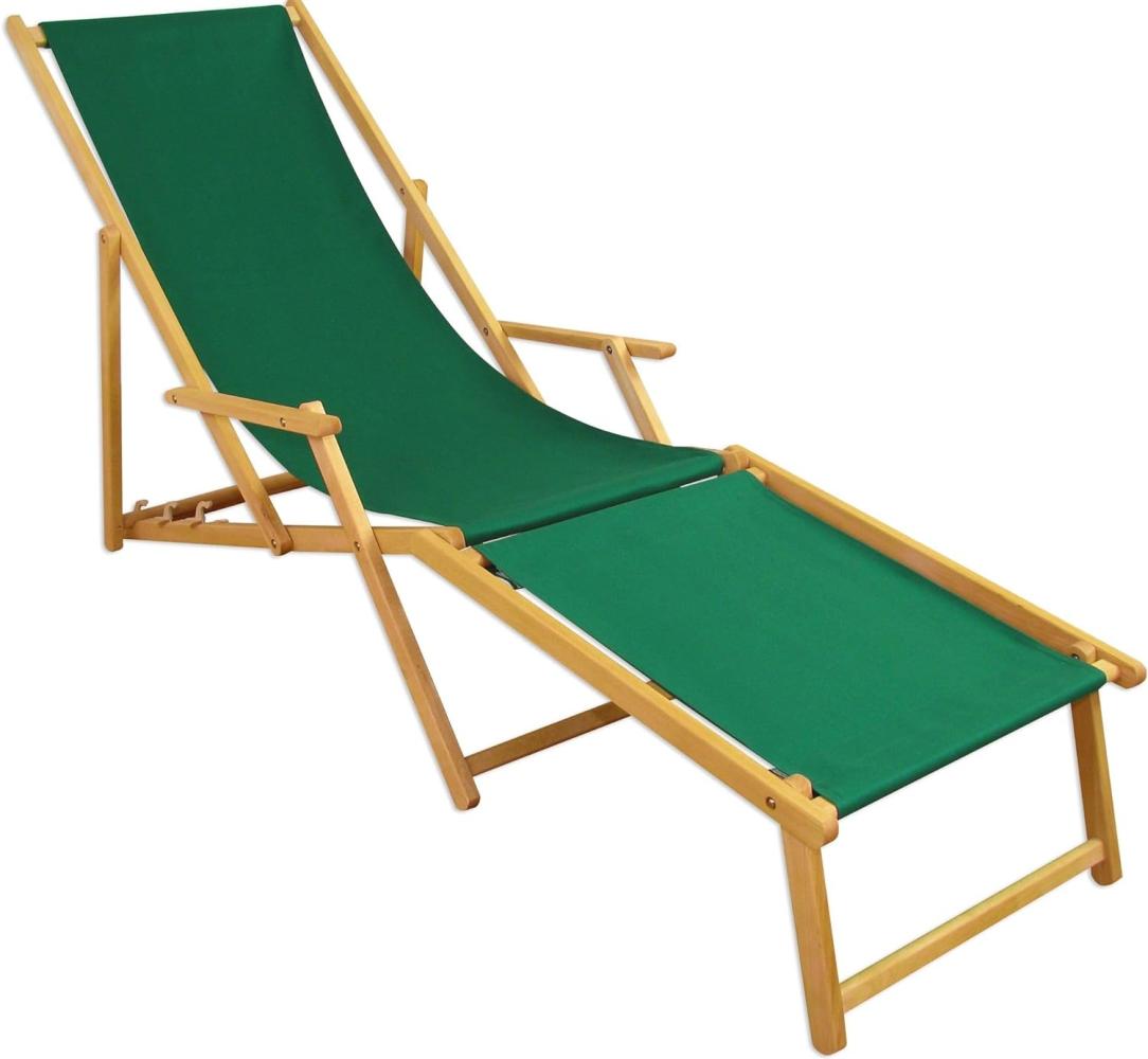 Holz-Liegestuhl, Gartenliege mit viel Zubehör nach Wahl Stofffarbe grün V-10-304N Bild 1