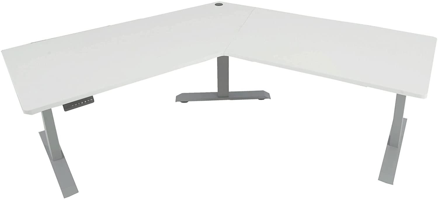 Schreibtisch HWC-D40, Computertisch, 120° elektrisch höhenverstellbar ~ weiß, grau Bild 1
