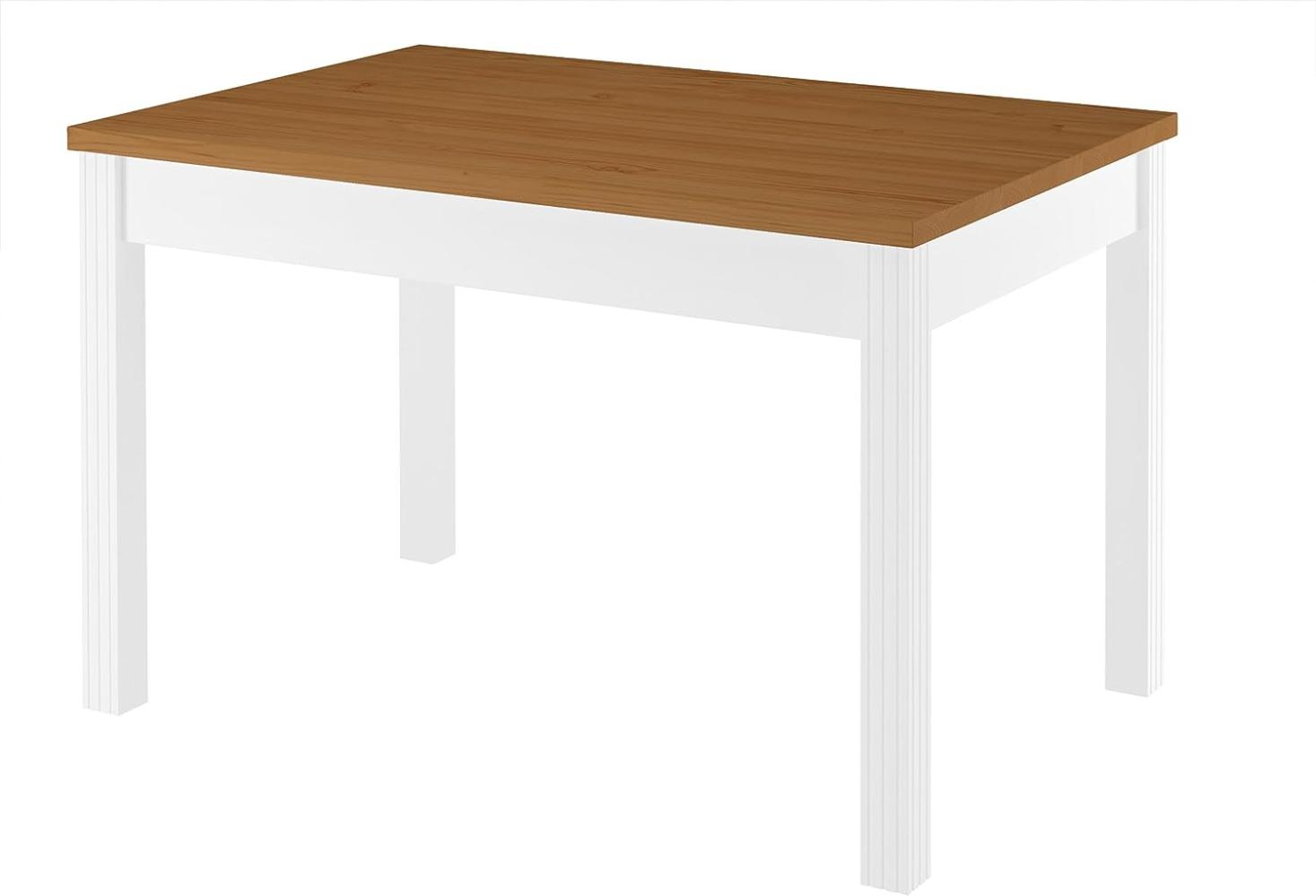 Zweifarbiger Tisch 80x120 Esstisch Tischplatte Eichefarben weiße Beine Massivholz 90. 70-51CE Bild 1