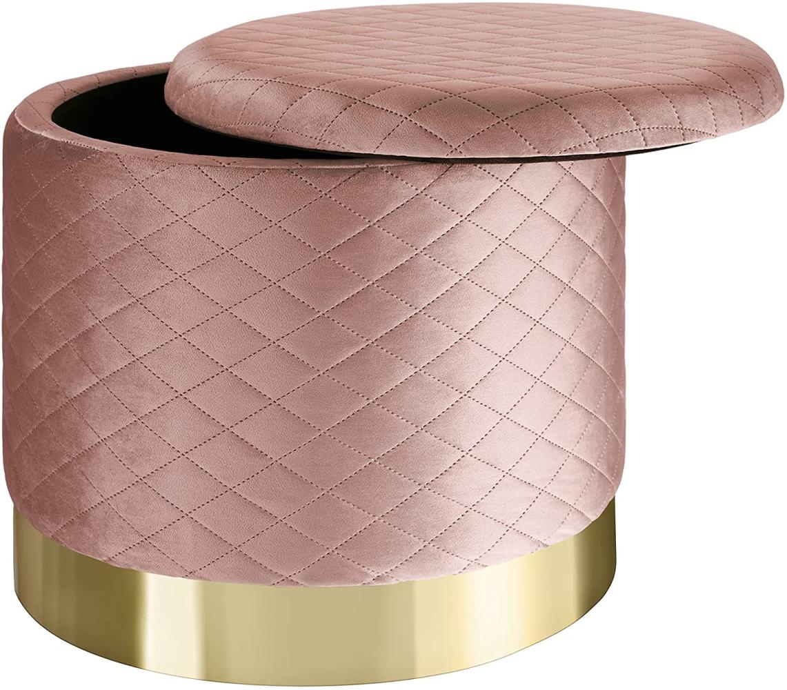 Sitzhocker Coco gepolstert in Samtoptik 300kg mit Stauraum - rosa Bild 1