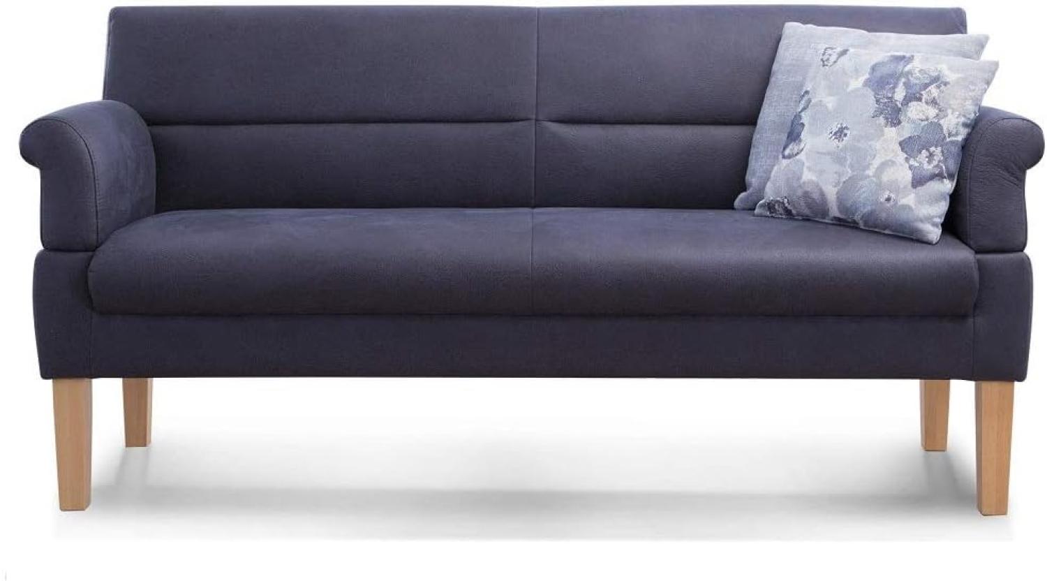 Cavadore 3-Sitzer Sofa Kira mit Federkern / Sitzbank für Küche, Esszimmer / Inkl. Armteilfunktion / 189 x 94 x 81 / Kunstleder dunkelblau Bild 1