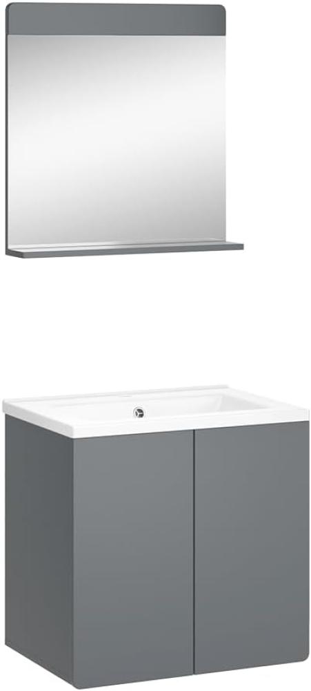 Vicco Badmöbel-Set Izan Grau modern Waschtischunterschrank Waschbecken Badspiegel Bild 1
