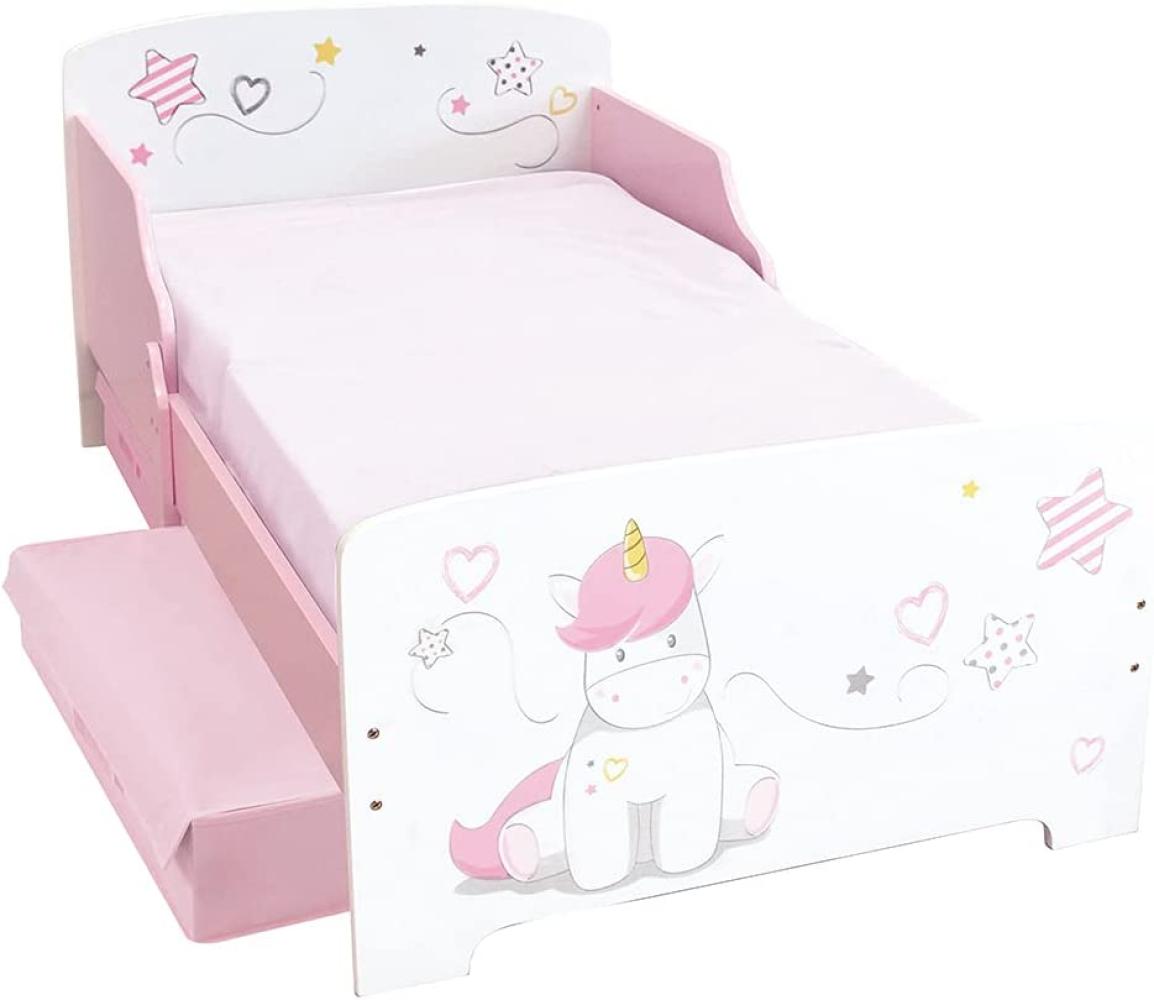 UNICORN 140x70 cm Bett mit Lamellen mit 2 Schubladen für Kinder Bild 1