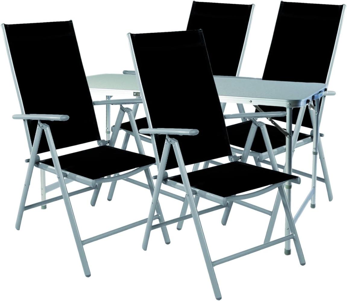 5-teiliges Campingmöbel Set höhenverstellbar Aluminium Textilen schwarz Bild 1
