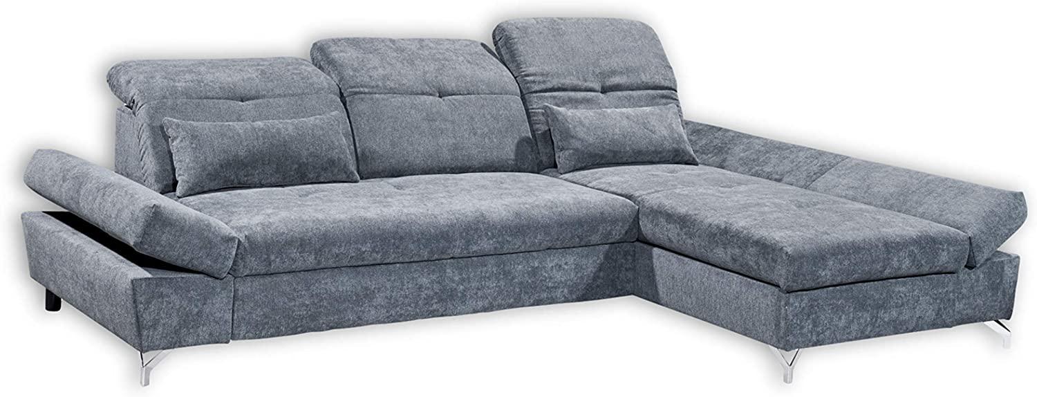 Ecksofa Couch MELFI Sofa Schlafcouch Bettsofa Sofabett grau dunkel L-Form rechts Bild 1