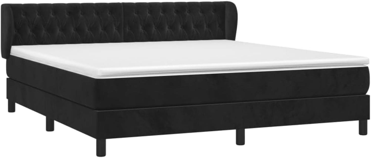 vidaXL Boxspringbett mit Matratze Schwarz 180x200 cm Samt Bild 1