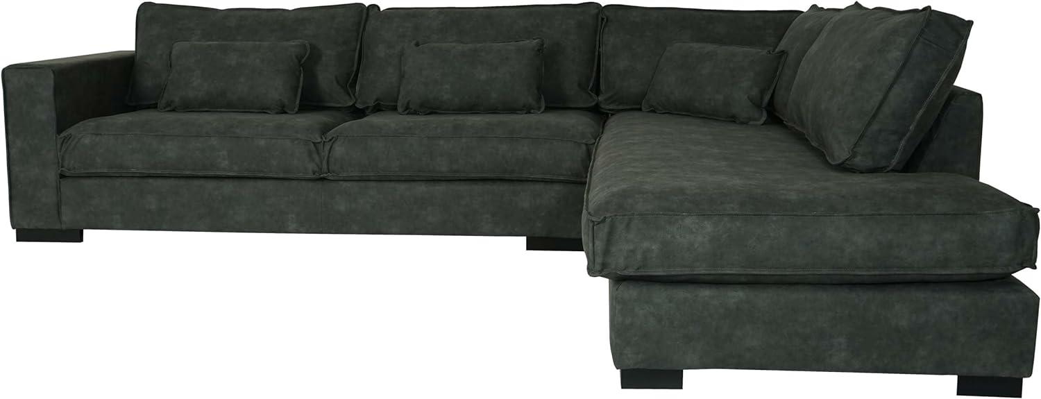 Ecksofa HWC-J58, Couch Sofa mit Ottomane rechts, Made in EU, wasserabweisend 295cm ~ Kunstleder grau Bild 1