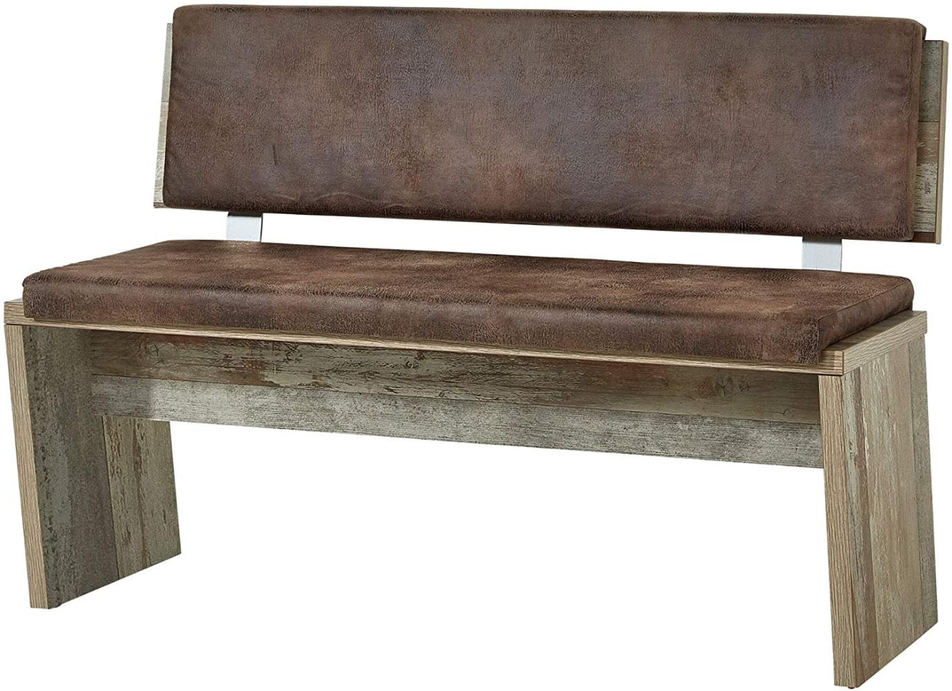 Bonanza Vintage Sitzbank in Driftwood Optik - bequeme Retro Sitzbank mit Lehne für Ihr Wohn- & Esszimmer - 126 x 86 x 55 cm (B/H/T) Bild 1