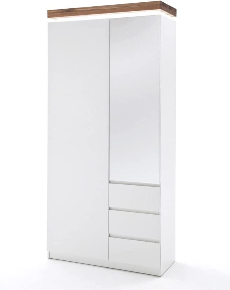 Garderobenschrank Romana 1 matt weiß 91x198x38 cm LED Kleiderschrank Bild 1