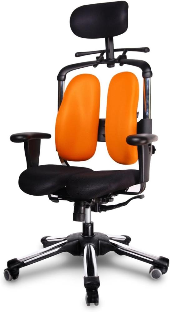 HARASTUHL® - Bürostuhl ergonomisch - NIE 01 - gesundes & langes Sitzen bis zu 12H - INNOVATIVER ergonomischer Bürostuhl - Office Chair - von 1,50m bis 1,95m - Druckentlastung der Bandscheiben (Orange) Bild 1