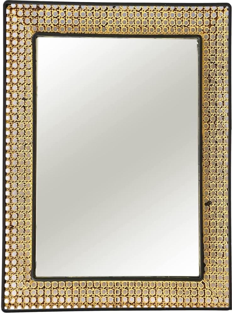 Wandspiegel Hängespiegel Dekospiegel Rattan Schwarz/Gold 50x40cm Bild 1