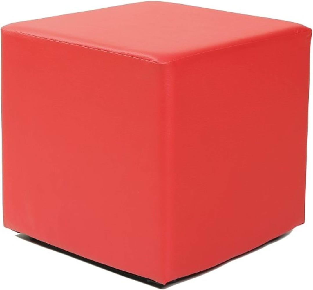 Design Sitzwürfel Kubus I Hocker Kunstleder modern 45x45x45 cm in rot Bild 1