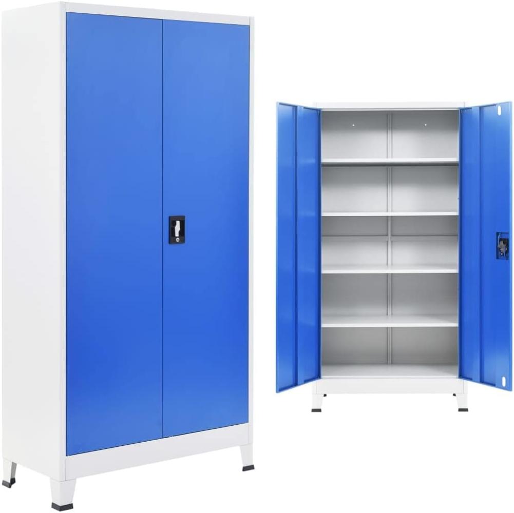 vidaXL Büroschrank Metall 90 x 40 x 180 cm Grau und Blau Bild 1