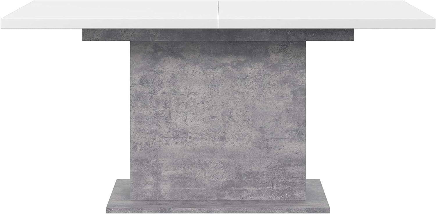 FORTE Dining Tables Esstisch ausziehbar, Holzwerkstoff, Betonoptik Lichtgrau / Weiß, 90 x 160 x 76,6 cm Bild 1