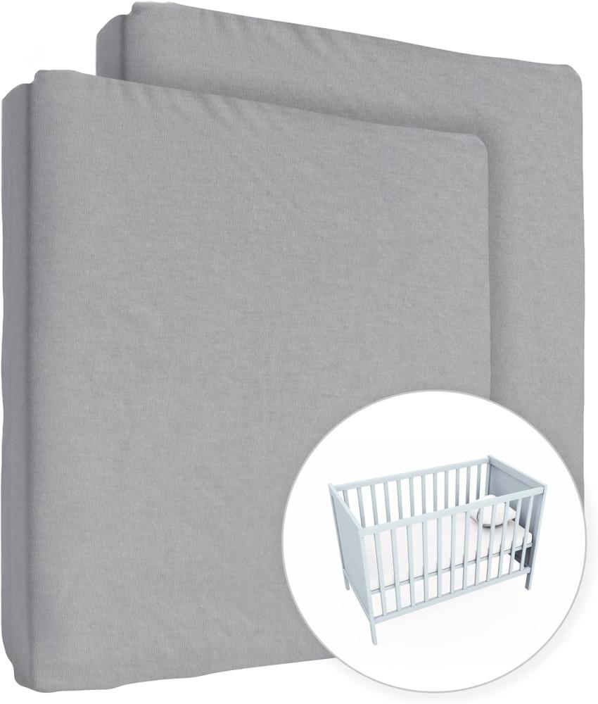 2X Jersey 100% Baumwolle Spannbettlaken für 100x50cm Baby Mini Kinderbett Matratze (grau) Bild 1