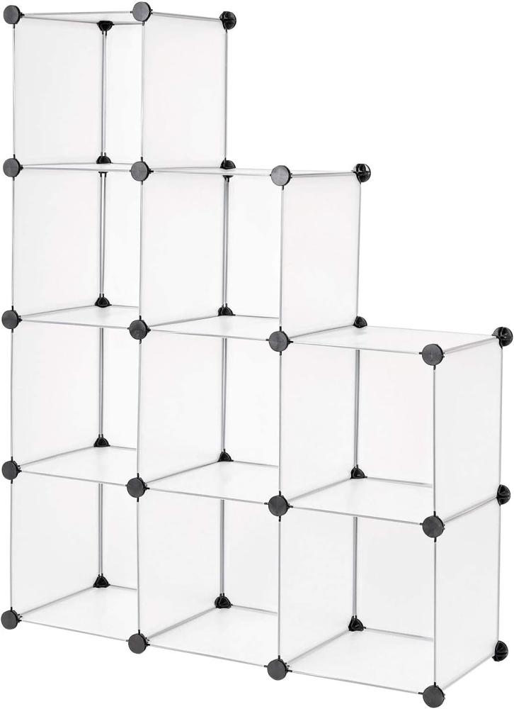 dibea Steckregal aus Kunststoff Schuhregal Aufbewahrungsregal modulares System, mit 9 Fächern á 30x30 cm transparent Bild 1
