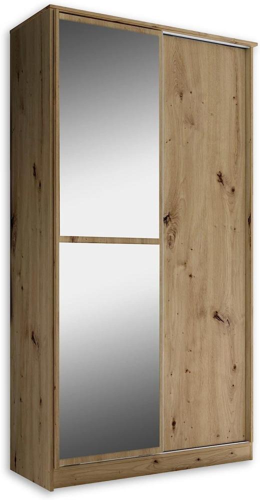 Kleiderschrank Schiebetüren Schwebetüren ca. 120 x 220 x 45 cm ALEDO Weiß / Spiegel Bild 1
