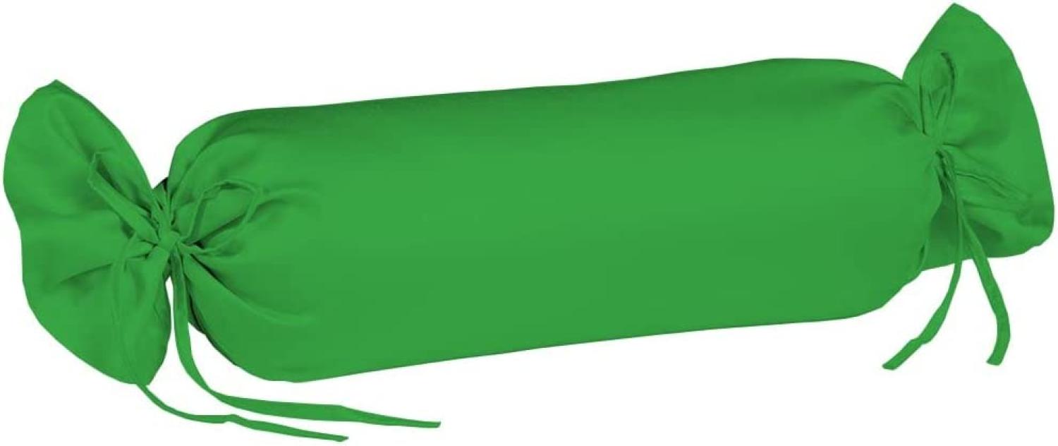 Fleuresse Mako-Satin-Nackenrollenbezug uni colours, 7048 grasgrün, Größe 40x15 cm Bild 1