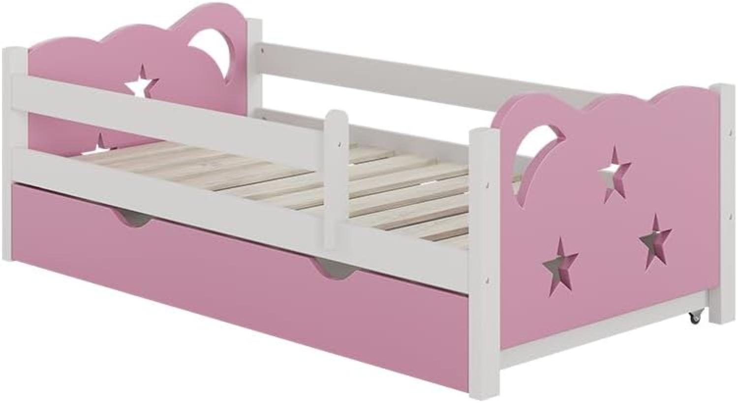 Livinity 'Jessica' Kinderbett, inkl. Bettschublade, Rausfallschutz, Weiß/Pink, 140x70 cm, modern Bild 1