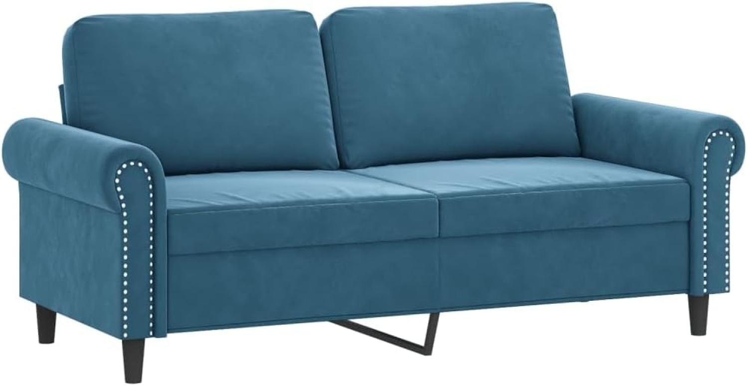 2-Sitzer-Sofa Blau 140 cm Samt (Farbe: Blau) Bild 1