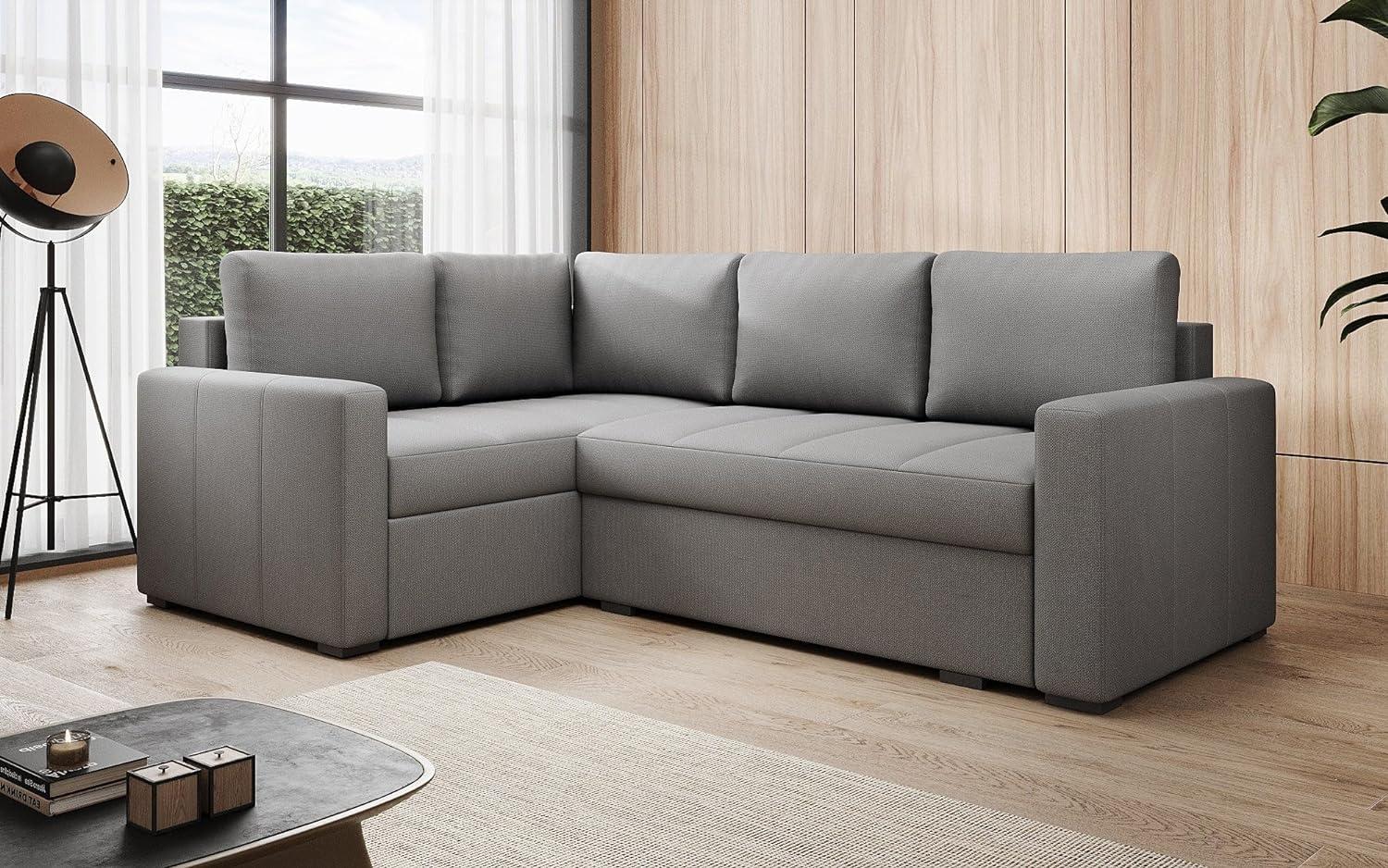 Designer Sofa Cortino mit Schlaffunktion und Stauraum Stoff Grau Links Bild 1