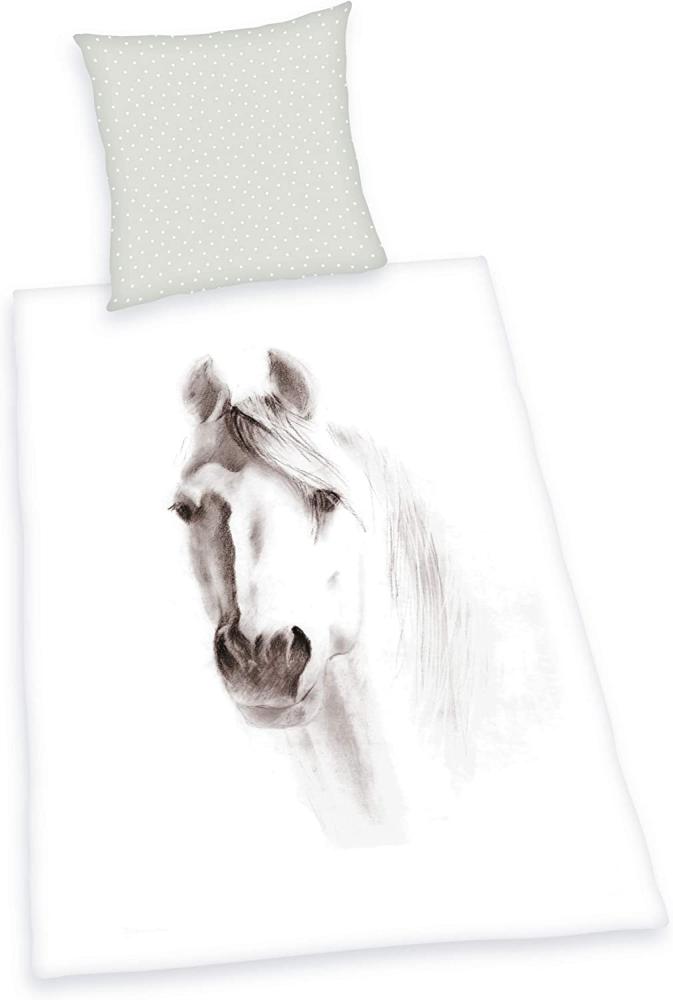 Hvid Hest Sengetøj (100 procent bomuld) Bild 1