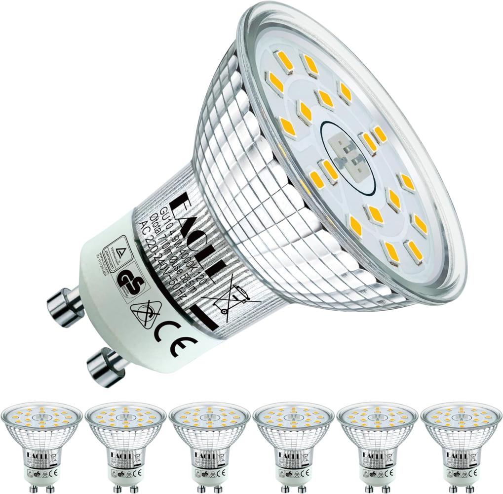 EACLL GU10 LED Neutralweiss 5W Ersetzt 65W Halogen Leuchtmittel, 6er-Pack. 495 Lumen 4000K Birnen, AC 230V Flimmerfrei Strahler, Abstrahlwinkel 120° Spot, Nicht Dimmbar Reflektorlampen Bild 1