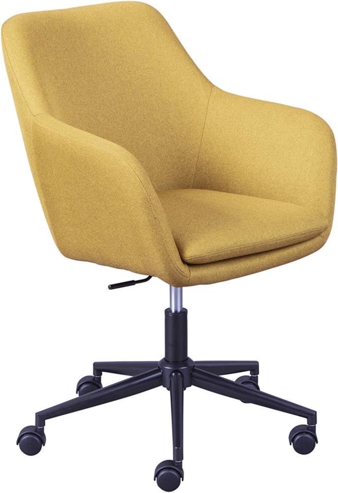 Dreh- und höhenverstellbarer Sessel mit Rollen, Metallgestell und Polsterung mit verstärktem Sitz in Curryfarbe, cm 61,50x63x83,5-91 Bild 1