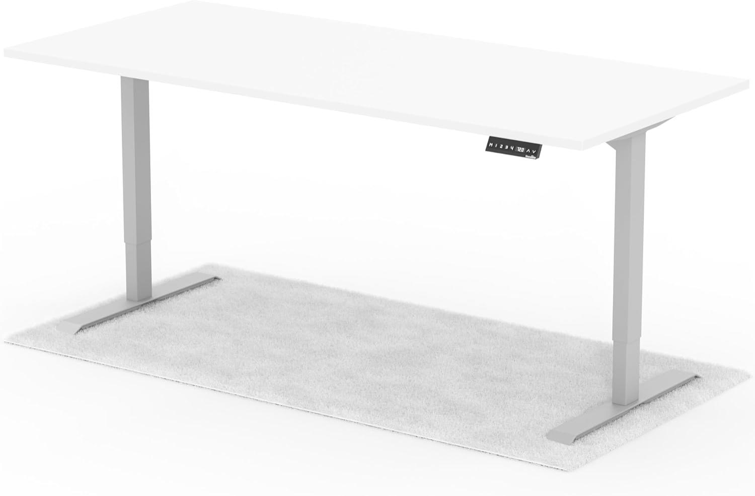 elektrisch höhenverstellbarer Schreibtisch DESK 200 x 90 cm - Gestell Grau, Platte Weiss Bild 1