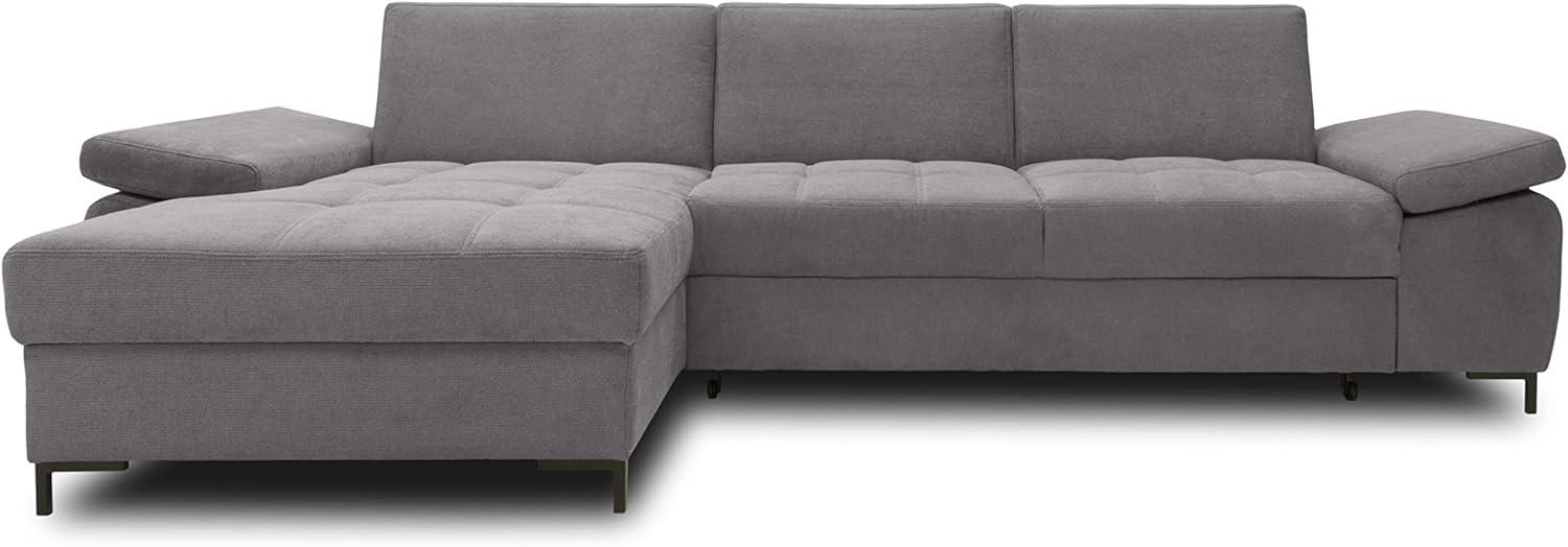 DOMO Collection Curacao Ecksofa, Eckcouch mit Federkern, Sofa mit Armlehnfunktion in L-Form, Schlaffunktion, dunkelgrau, 160 x 297 cm Bild 1