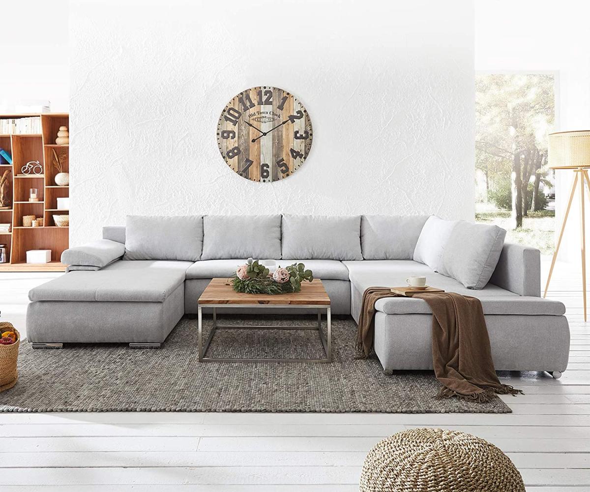 Sofa Abilene Silbergrau 325x230 cm Ottomane variabel Schlaffunktion Wohnlandschaft Bild 1