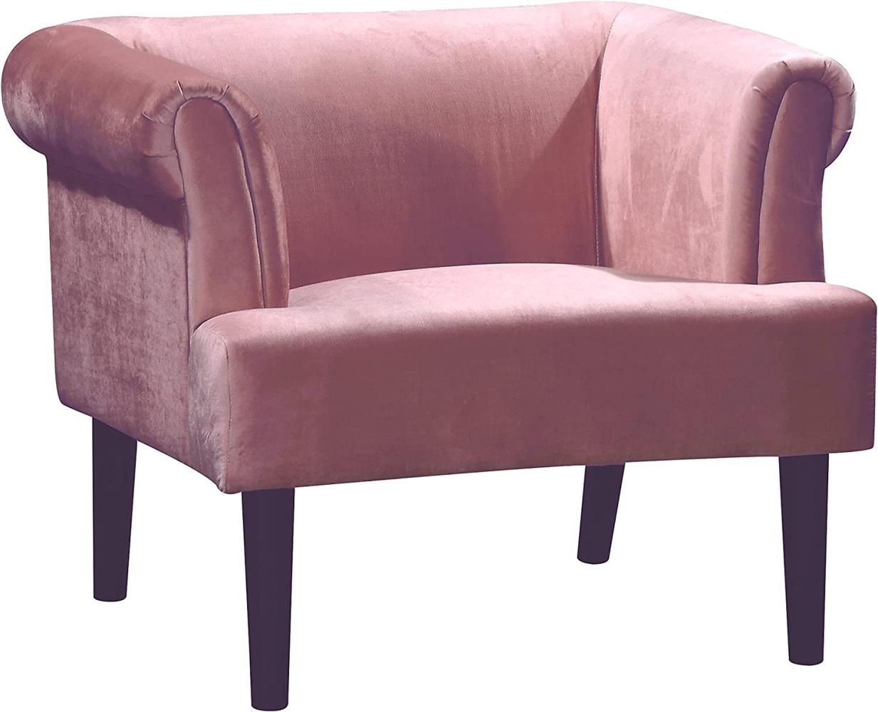 Atlantic Home Collection Sessel CHARLIE, Samt, Armlehnenstuhl mit Massivholzfüßen, Rosa, 74 x 86x 70 Bild 1