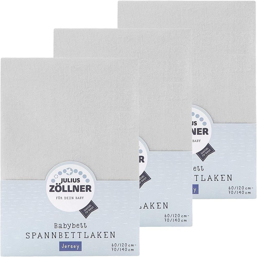 Julius Zöllner Spannbetttuch Jersey 70x140 / 60x120 Hellgrau 3er Pack Bild 1