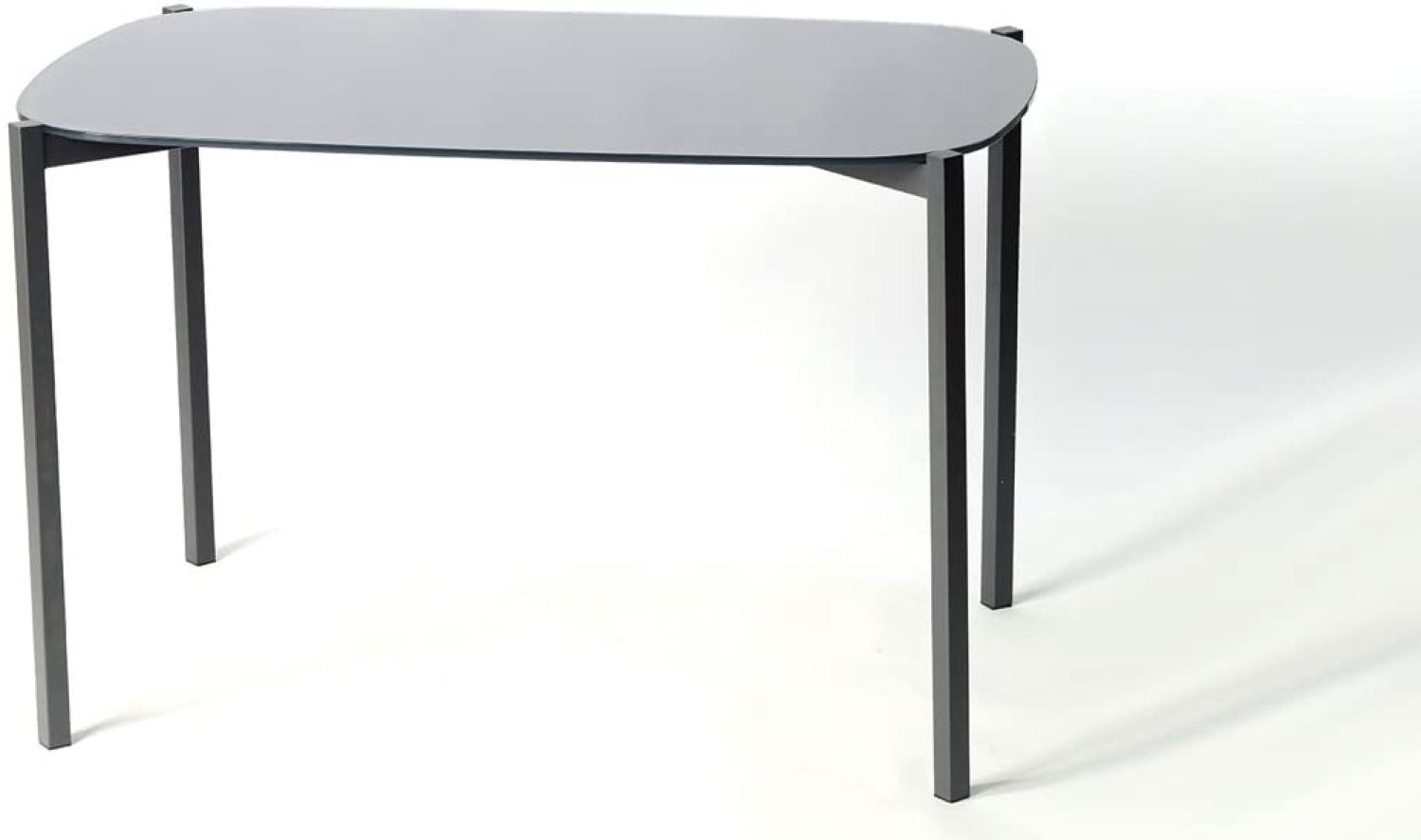 Tisch VERONIQUE Glasplatte Stahlgestell dunkelgrau 120x90 cm Bild 1