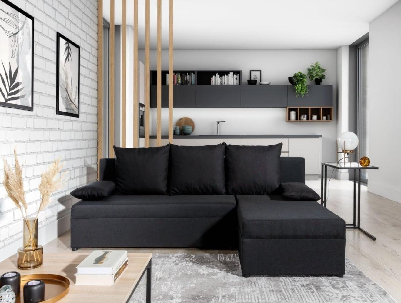 Designer Sofa Cali mit Stauraum und Schlaffunktion Schwarz Rechts Bild 1